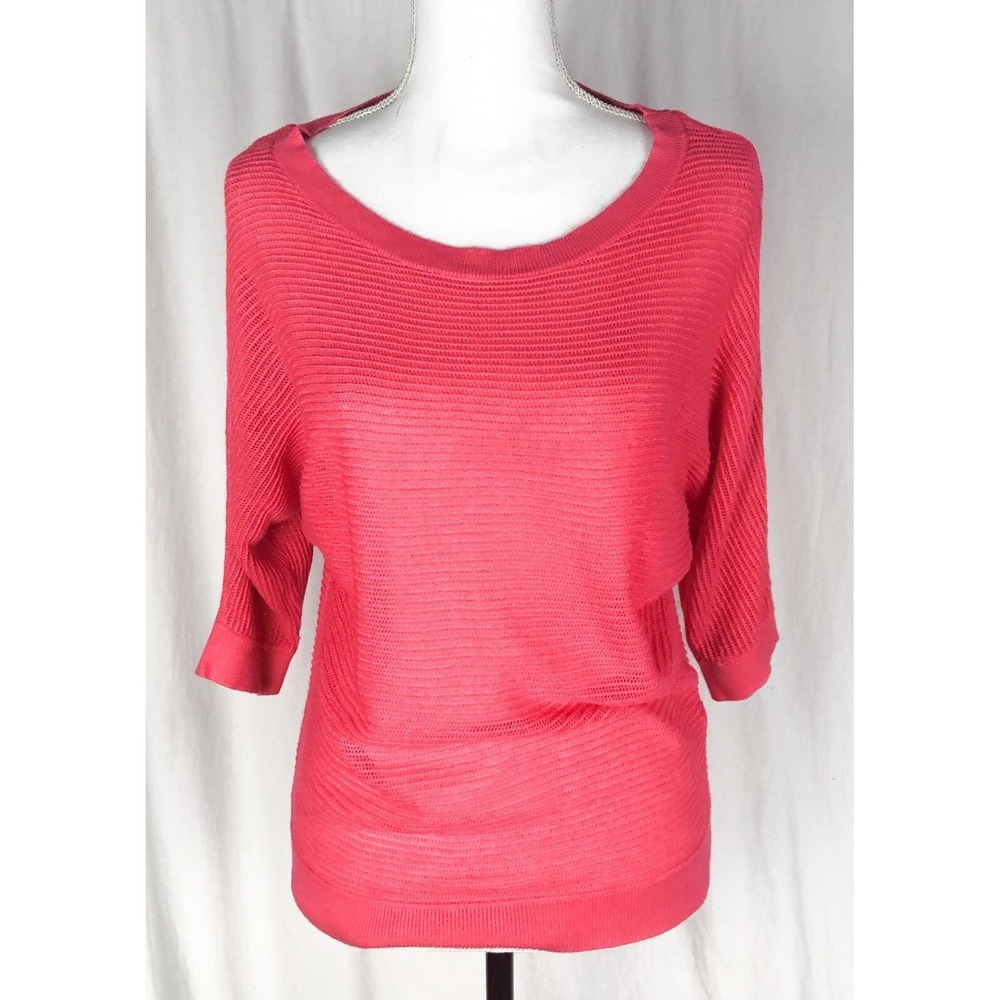 Express Sweater Eyelet Loose Knitted Shirt Top Size M Pink Dolman Sleeve